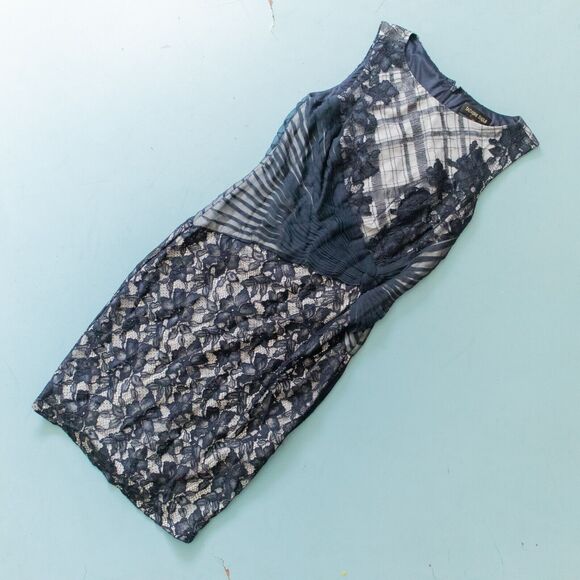 Tadashi Shoji Embroidered Tulle Boatneck Lace Floral Formal Sheath Dress - Picture 2 of 11